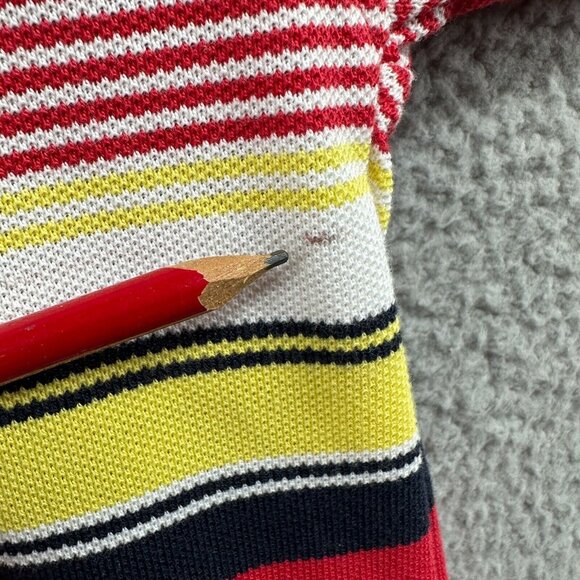 CU‎ Sportswear Mens Polo Shirt 3XL Red Yellow Striped Pullover Short Sleeve - Picture 10 of 11